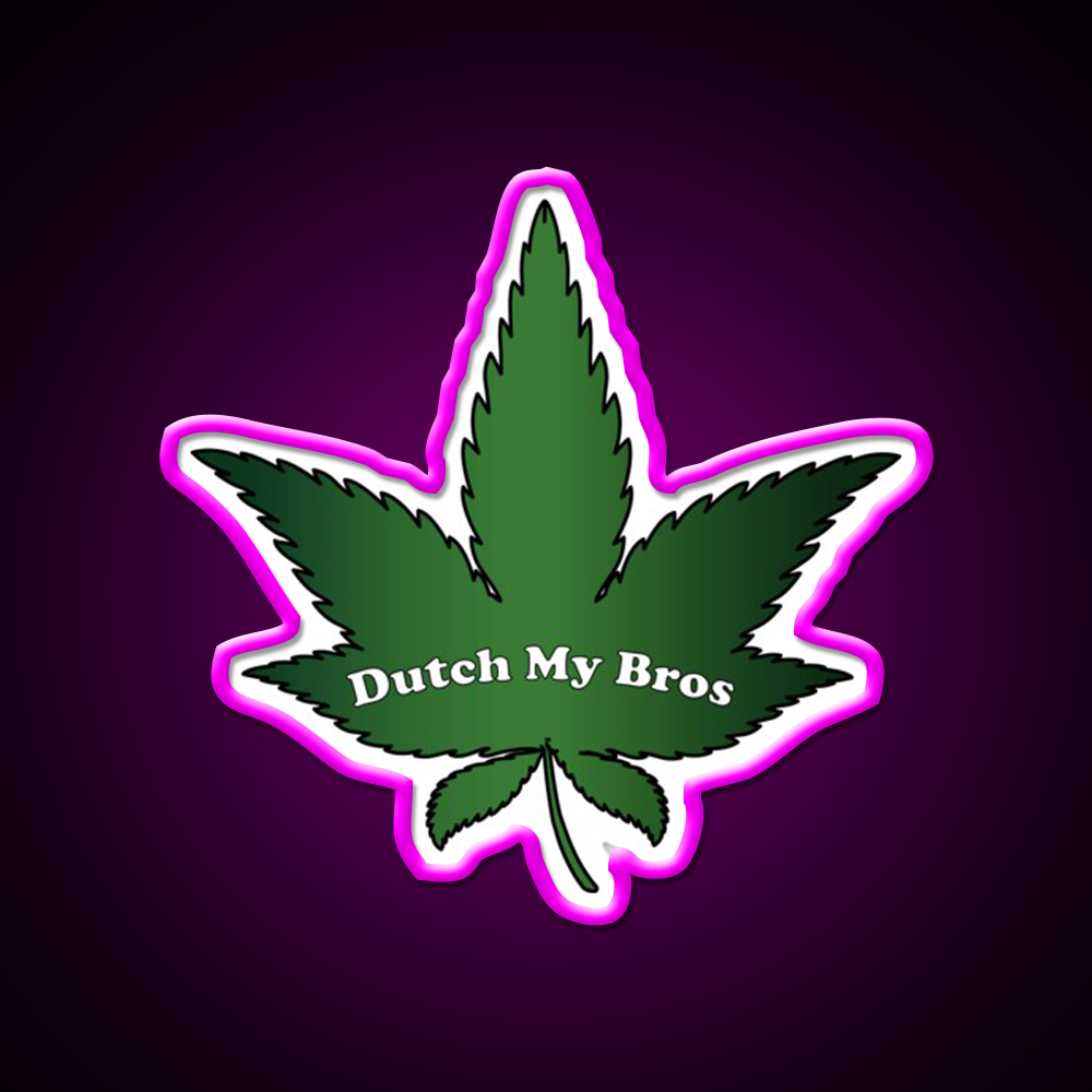 Dutch My Bros Hemp Inspired Green Leaf Led Neon Sign Rgb Color - Neon sign mounted on wall in room