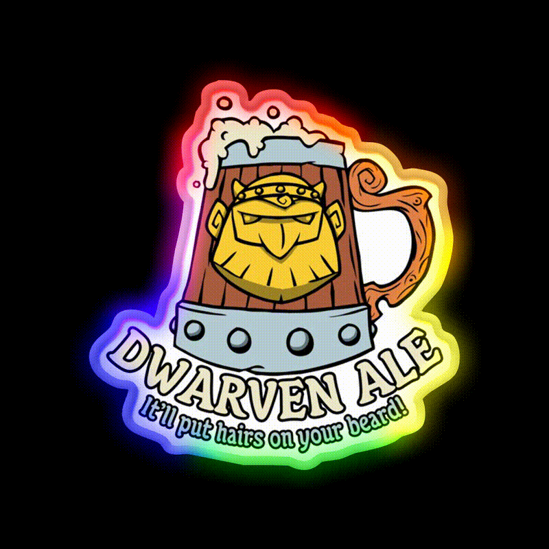 Dwarven Ale Beer Bar Decor Led Neon Sign Rgb Color - LED neon sign close-up detail