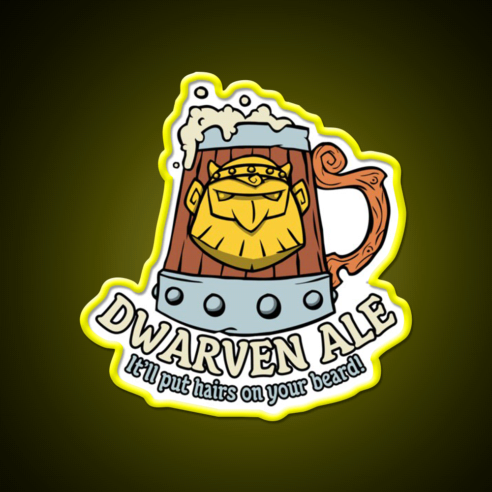 Dwarven Ale Beer Bar Decor Led Neon Sign Rgb Color - Custom LED neon sign front view