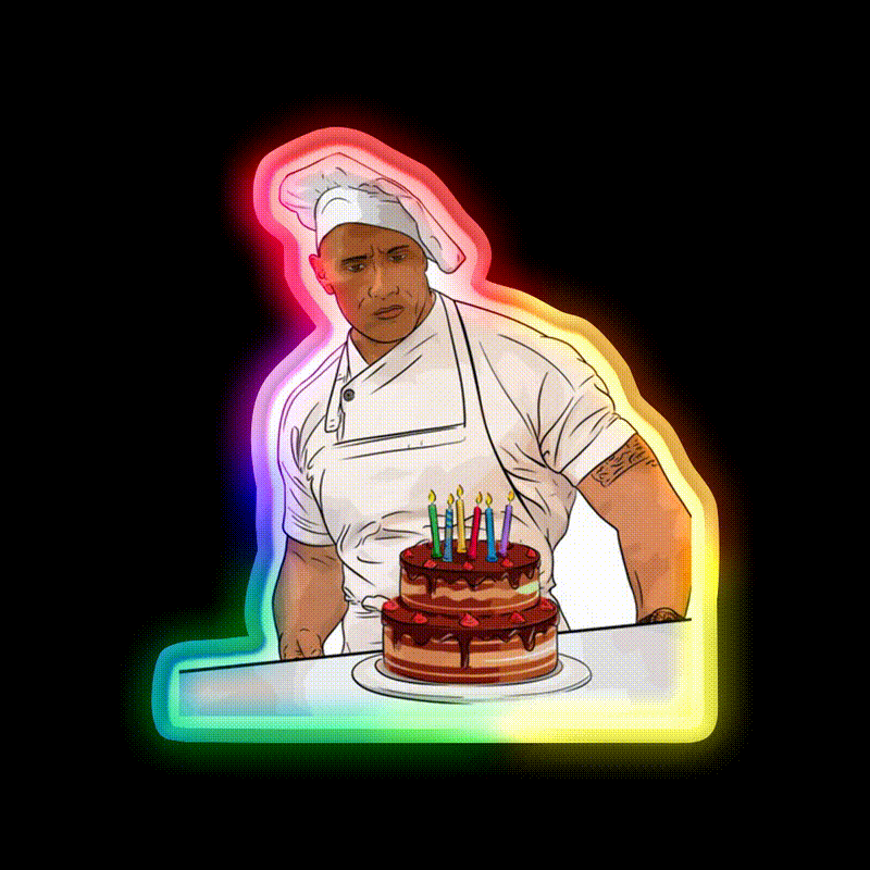Dwayne Johnson Cooking Birthday Gym Fitness Led Neon Sign Rgb Color