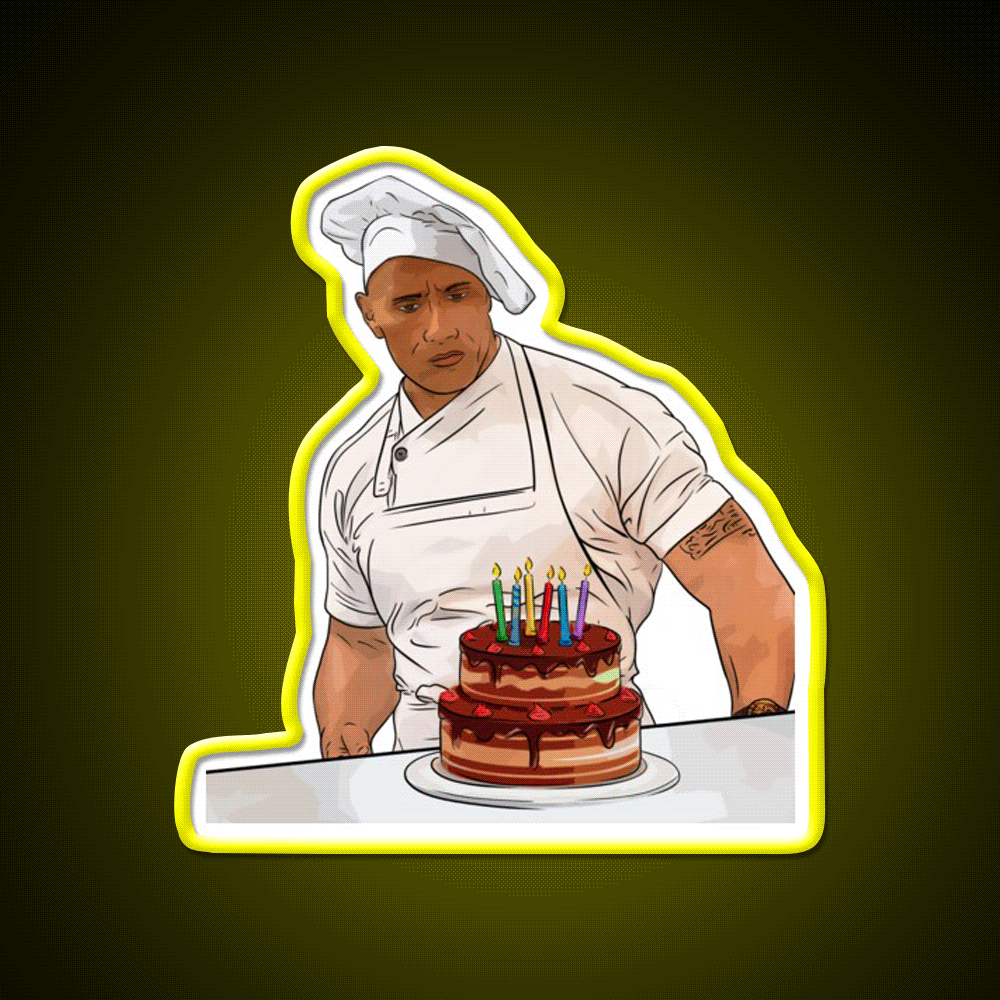 Dwayne Johnson Cooking Birthday Gym Fitness Led Neon Sign Rgb Color