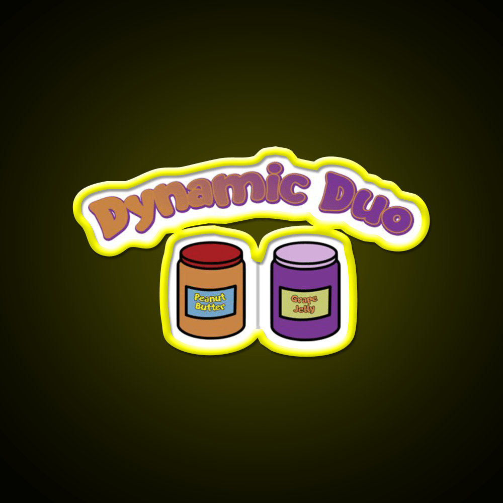 Dynamic Duo Pb And J Snack Food Led Neon Sign Rgb Color - Shineneon