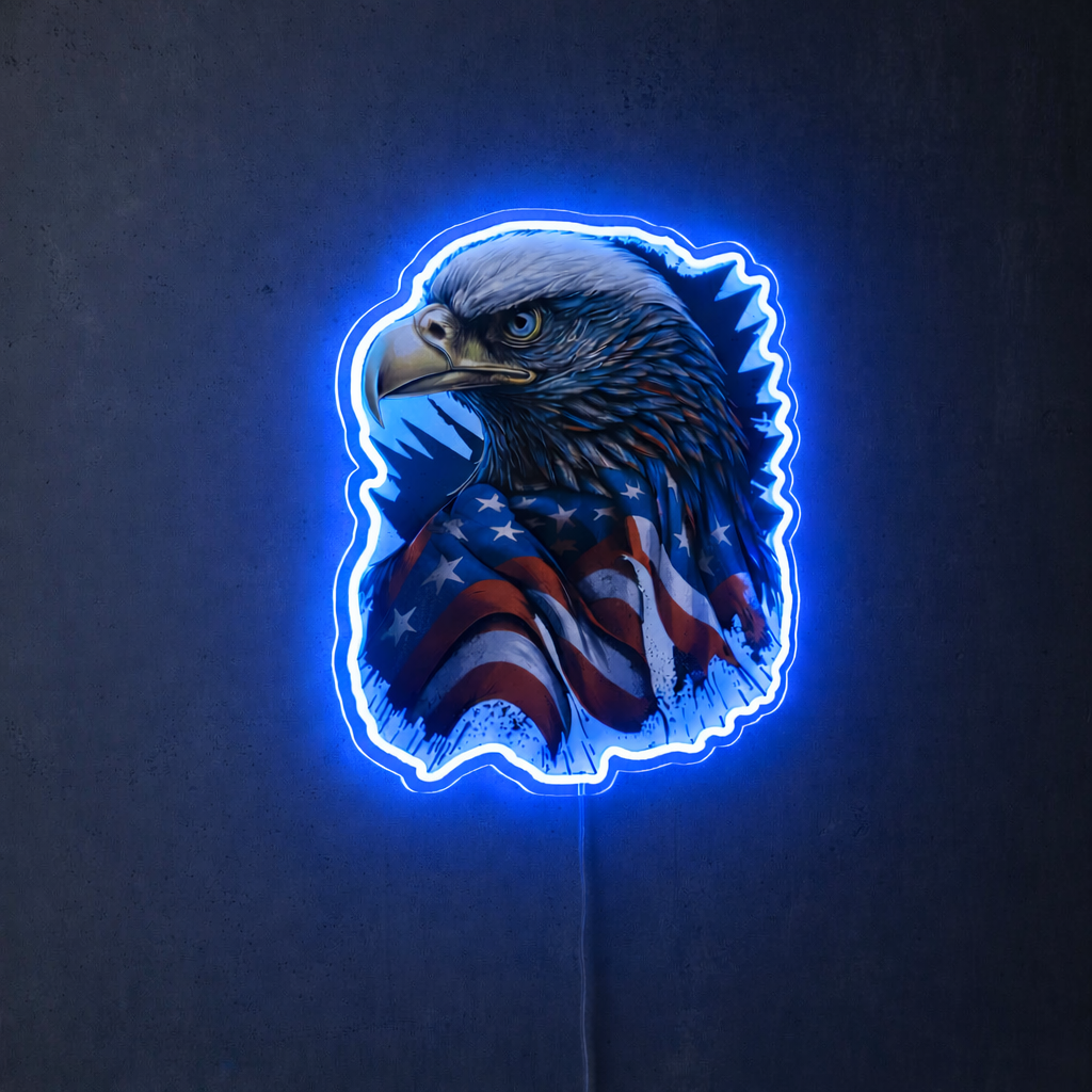 ShineNeon™ Patriotic American Eagle LED Sign - US Flag Wall Decor for Man Cave & Garage