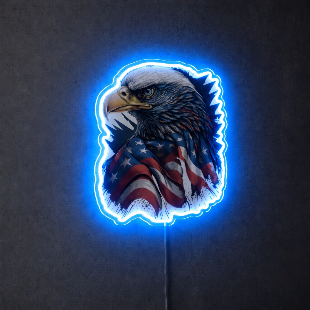 ShineNeon™ Patriotic American Eagle LED Sign - US Flag Wall Decor for Man Cave & Garage