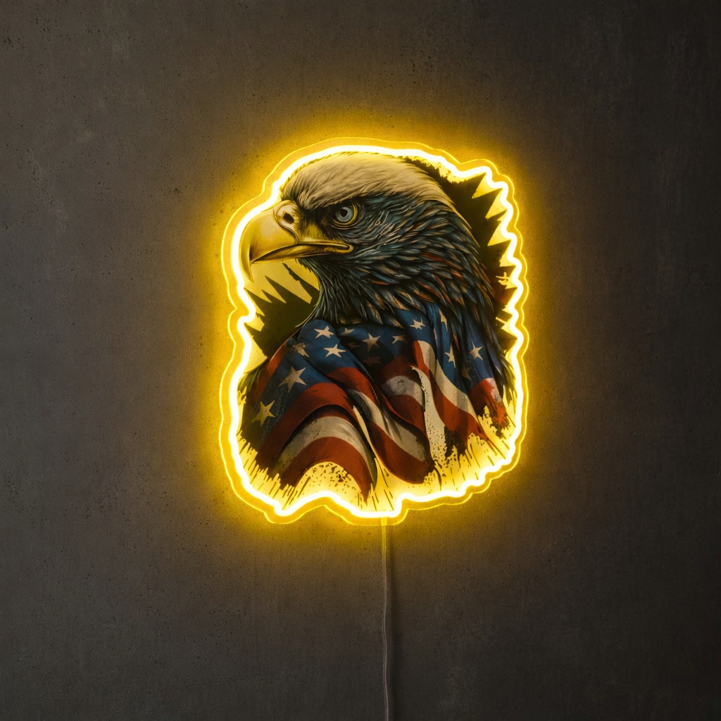 ShineNeon™ Patriotic American Eagle LED Sign - US Flag Wall Decor for Man Cave & Garage
