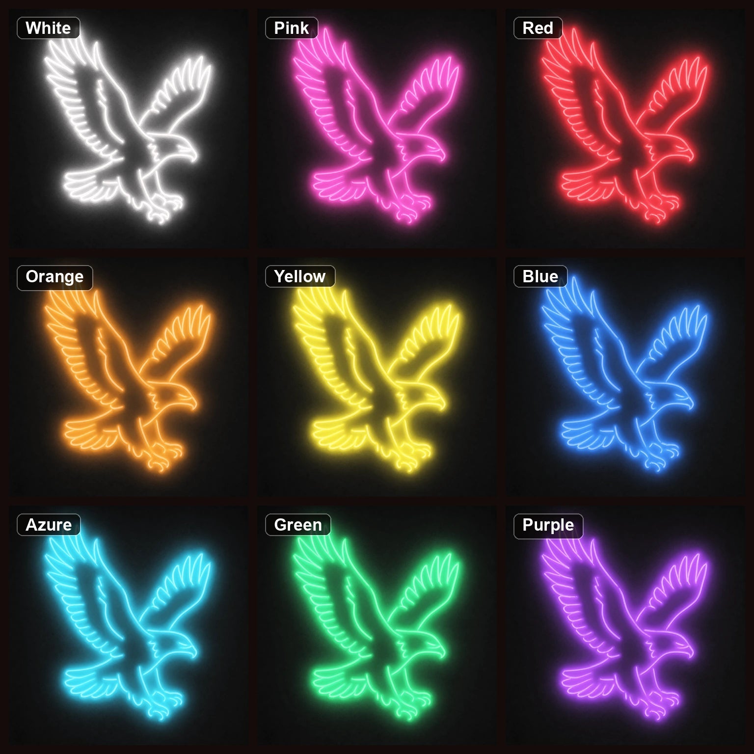 Eagle Bird LED Neon Sign Home Garage Wall Decoration color grid