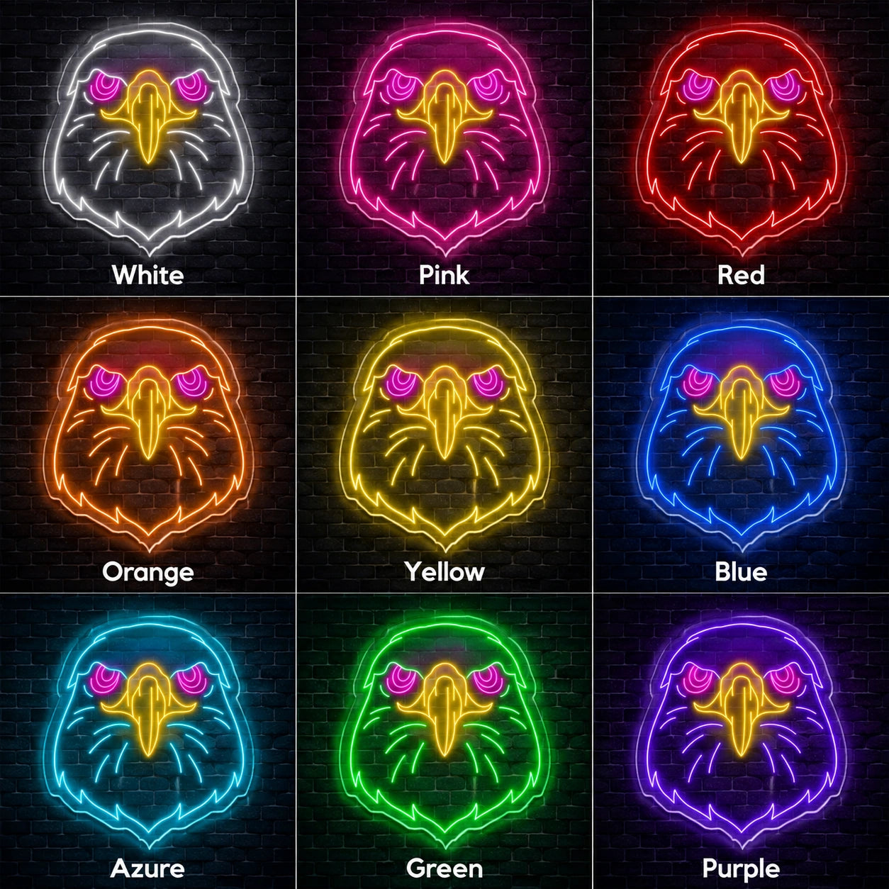 Eagle Head Crest Neon Sign LED Neon Sign color grid