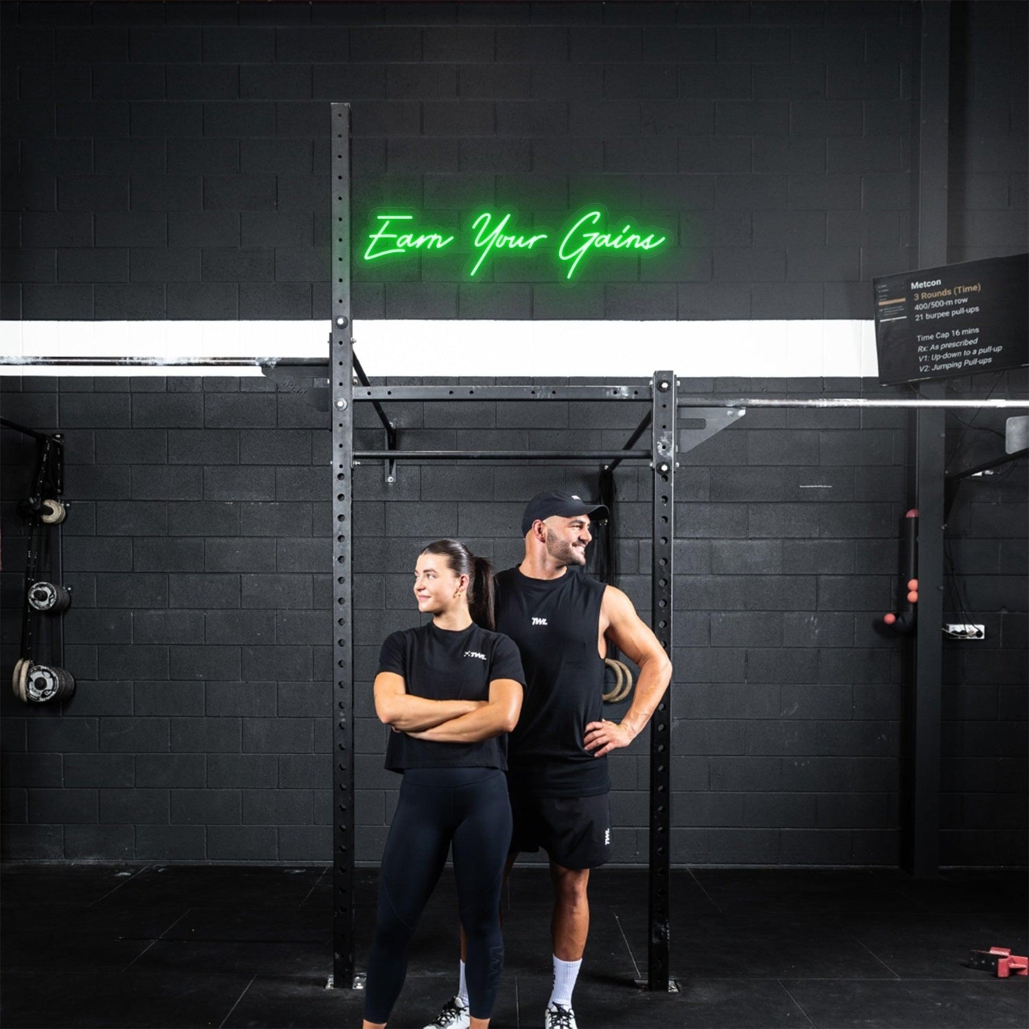 Earn Your Gains Bright Green Handwritten Led Neon Sign For Gym Wall | Shineneon
