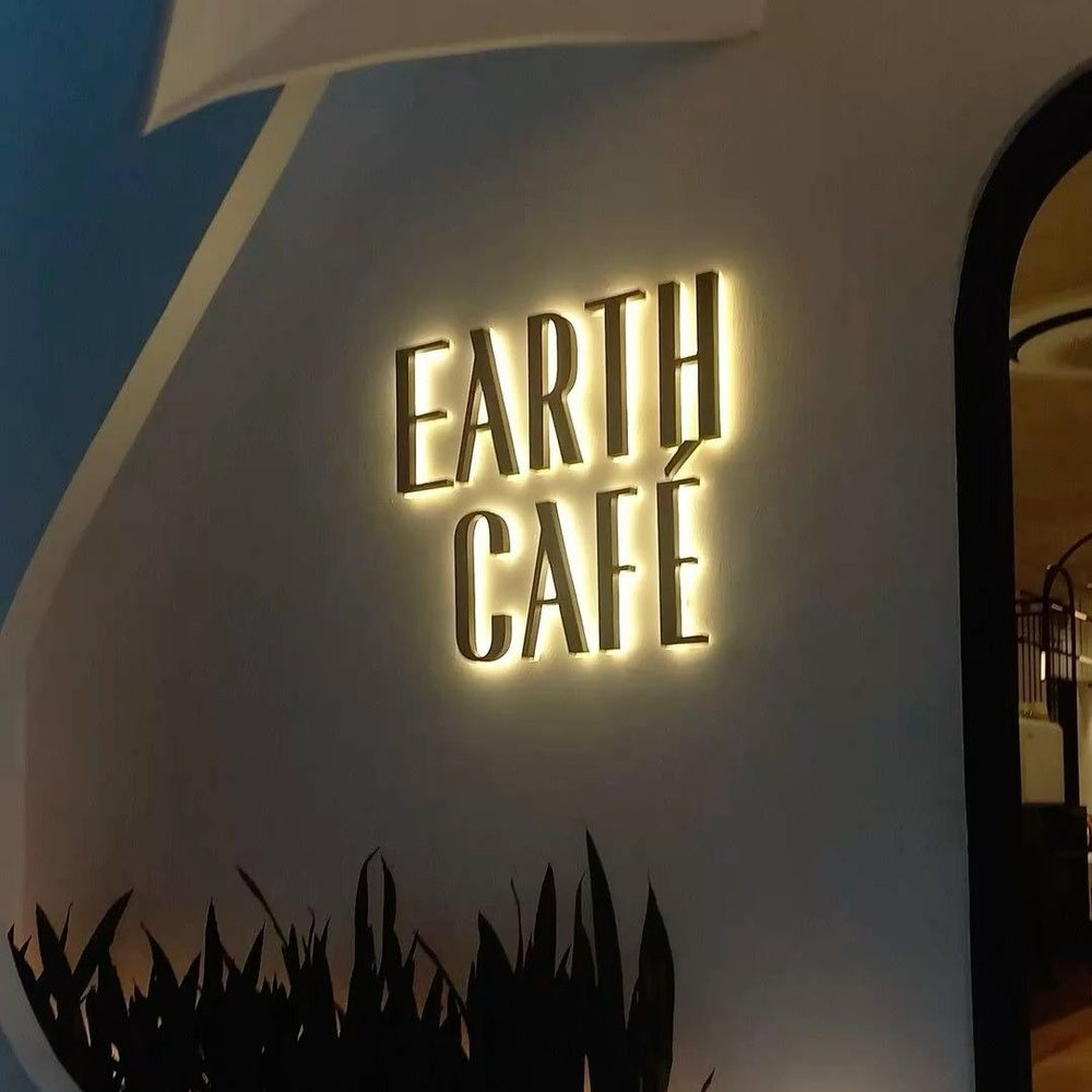 Earth Cafe 3D Backlit Channel Letters Led Light Sign