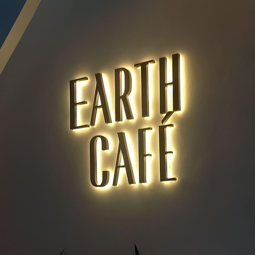 Earth Cafe 3D Backlit Letters Aluminum Business Metal Led Sign