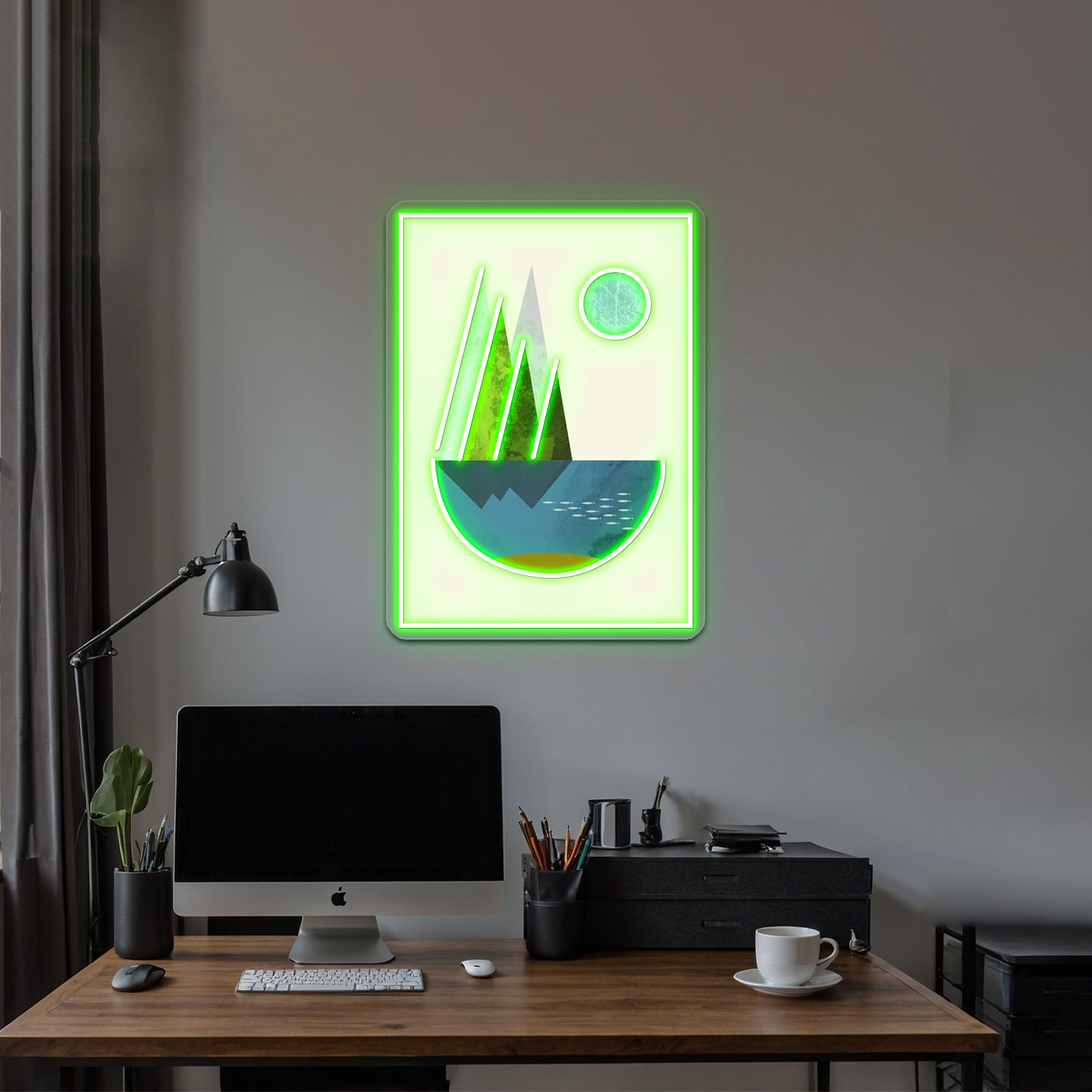 Earth Geometric Print Wall Artwork Neon Signs | Shineneon