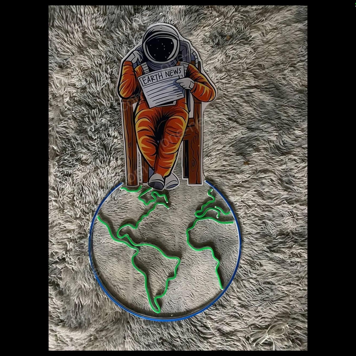 Earth News Blue Green Led Neon Sign Wall Art For Home Decor | Shineneon