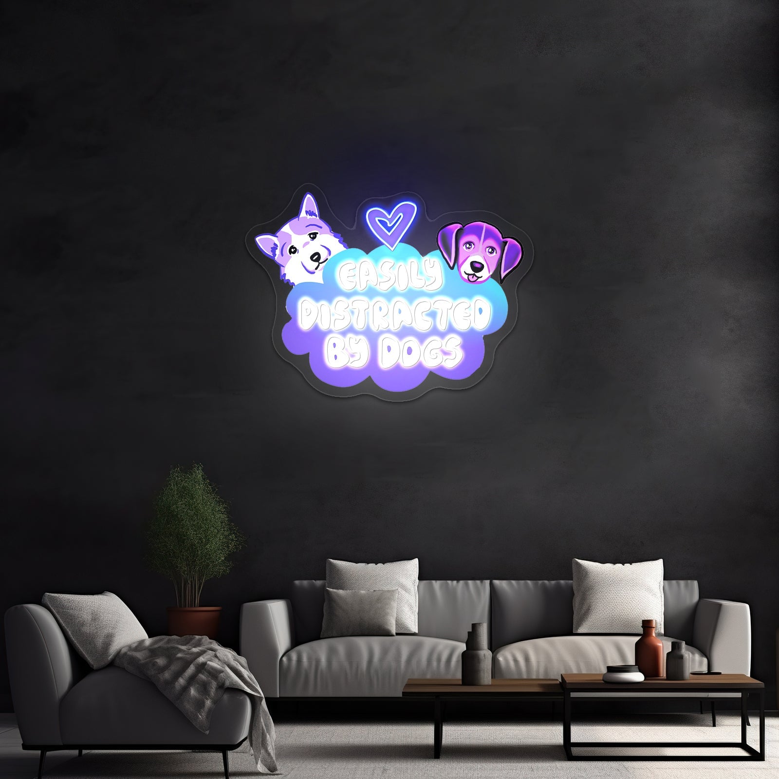 Easily Distracted By Dogs Cute Animal Neon Signs - Shineneon