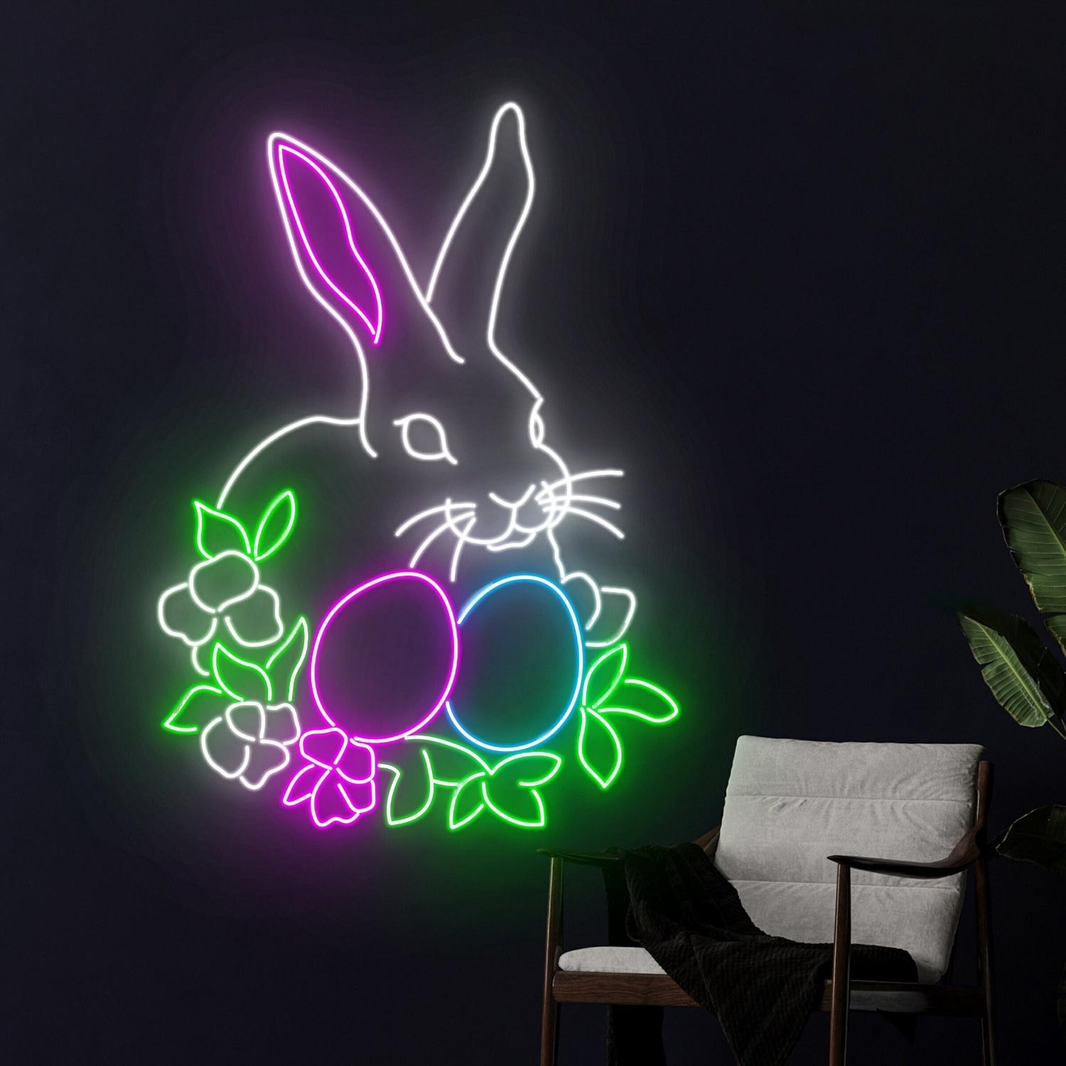 Easter Rabbit Egg Led Neon Sign Easter Bunny Egg Led Sign Led Neon Sign For Wall Decor | Shineneon