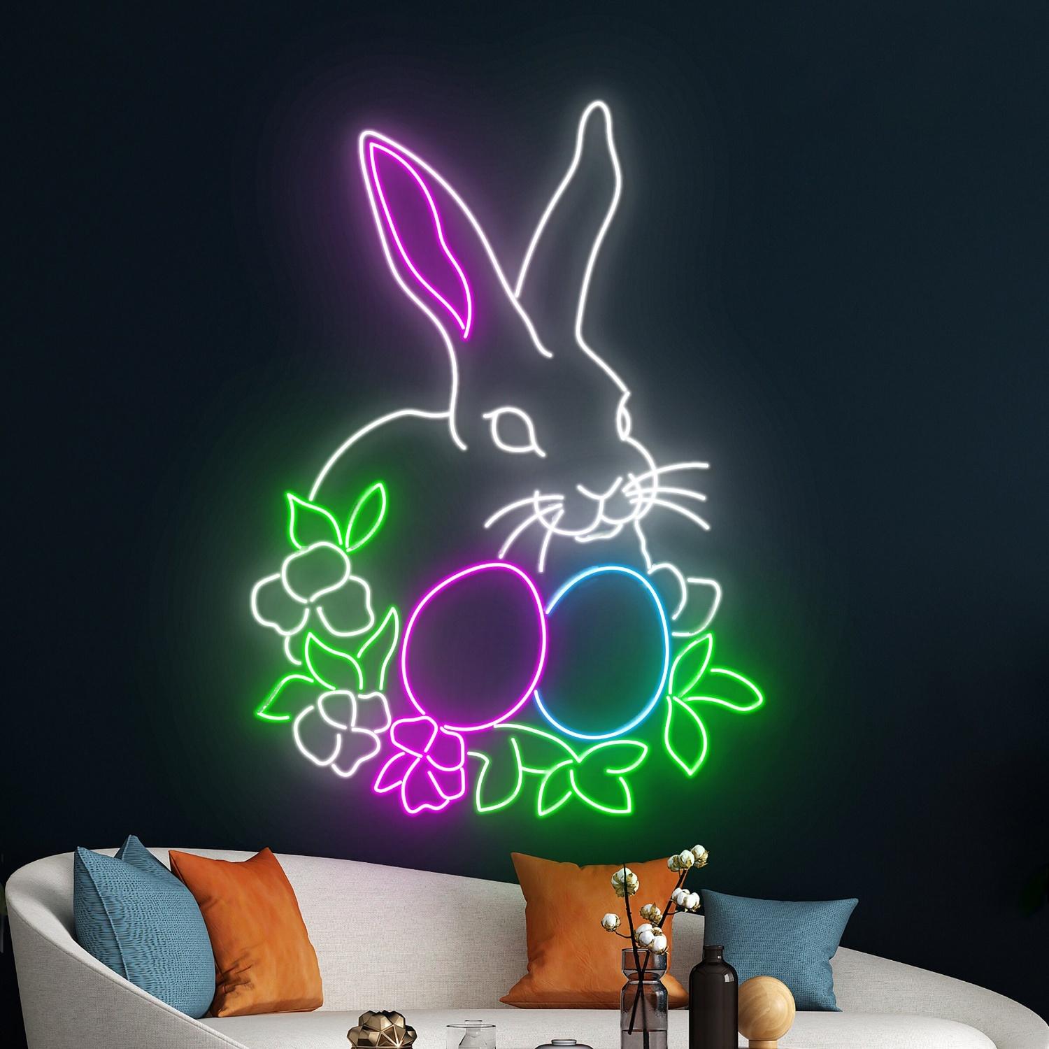 Easter Rabbit Egg Led Neon Sign Easter Bunny Egg Led Sign Led Neon Sign For Wall Decor | Shineneon