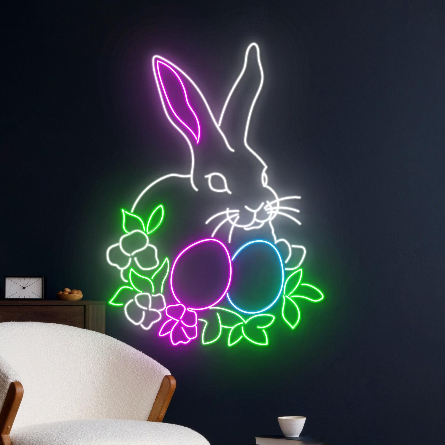 Easter Rabbit Egg Led Neon Sign Easter Bunny Egg Led Sign Led Neon Sign For Wall Decor | Shineneon