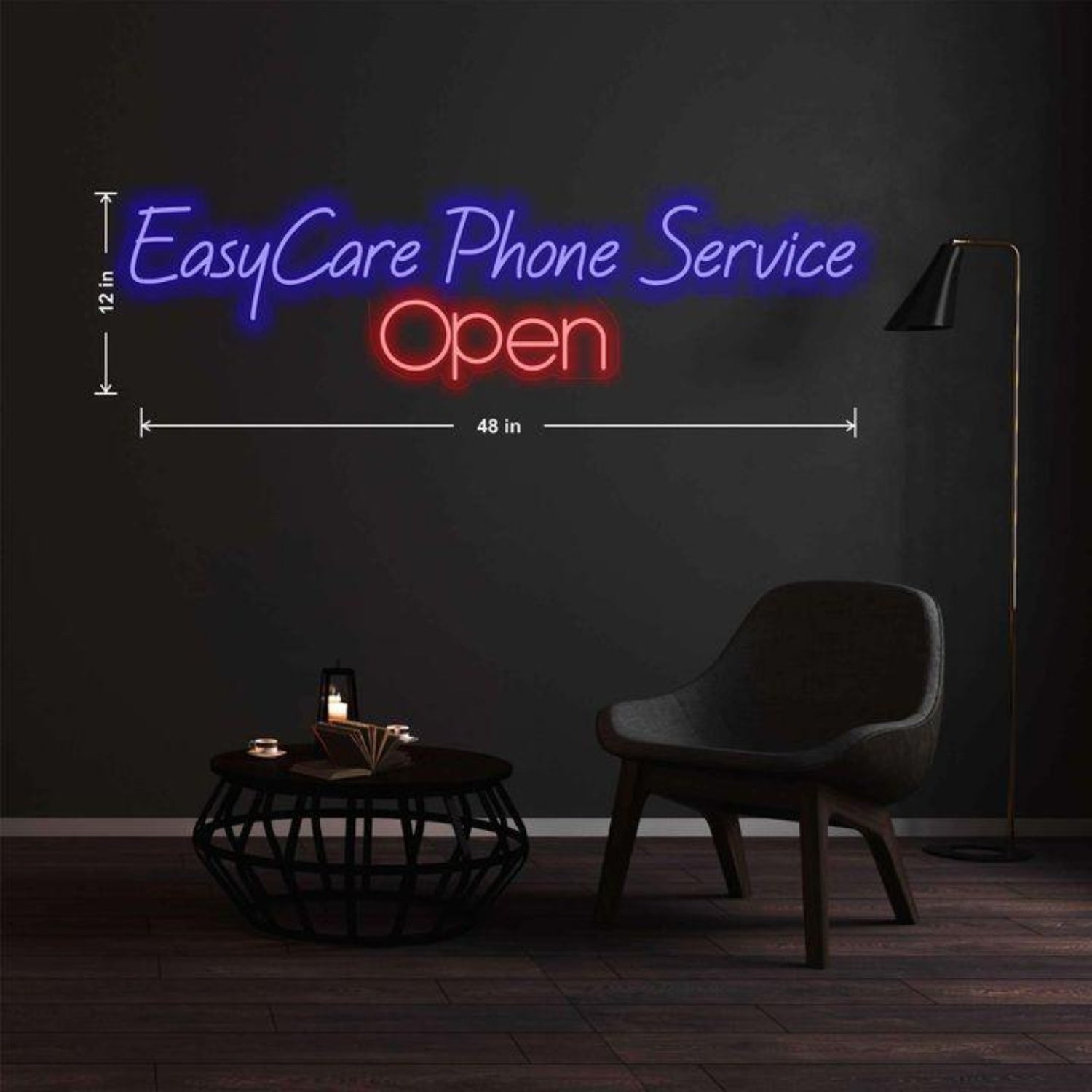 Easycare Phone Service Open Blue-Red Led Neon Sign For Storefront | Shineneon