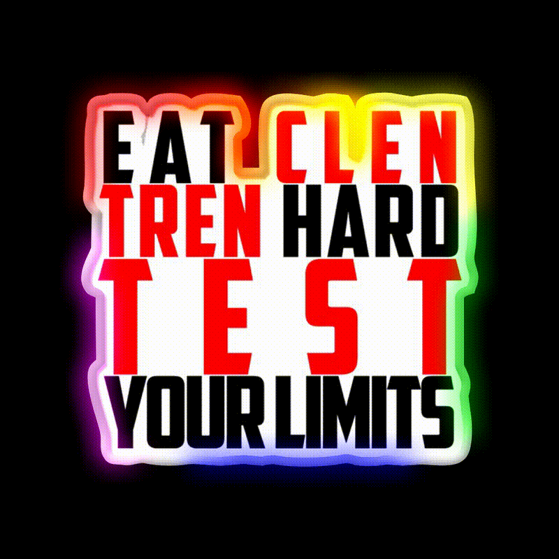 Eat Clen Tren Hard Black Gym Fitness Led Neon Sign Rgb Color - LED neon sign close-up detail