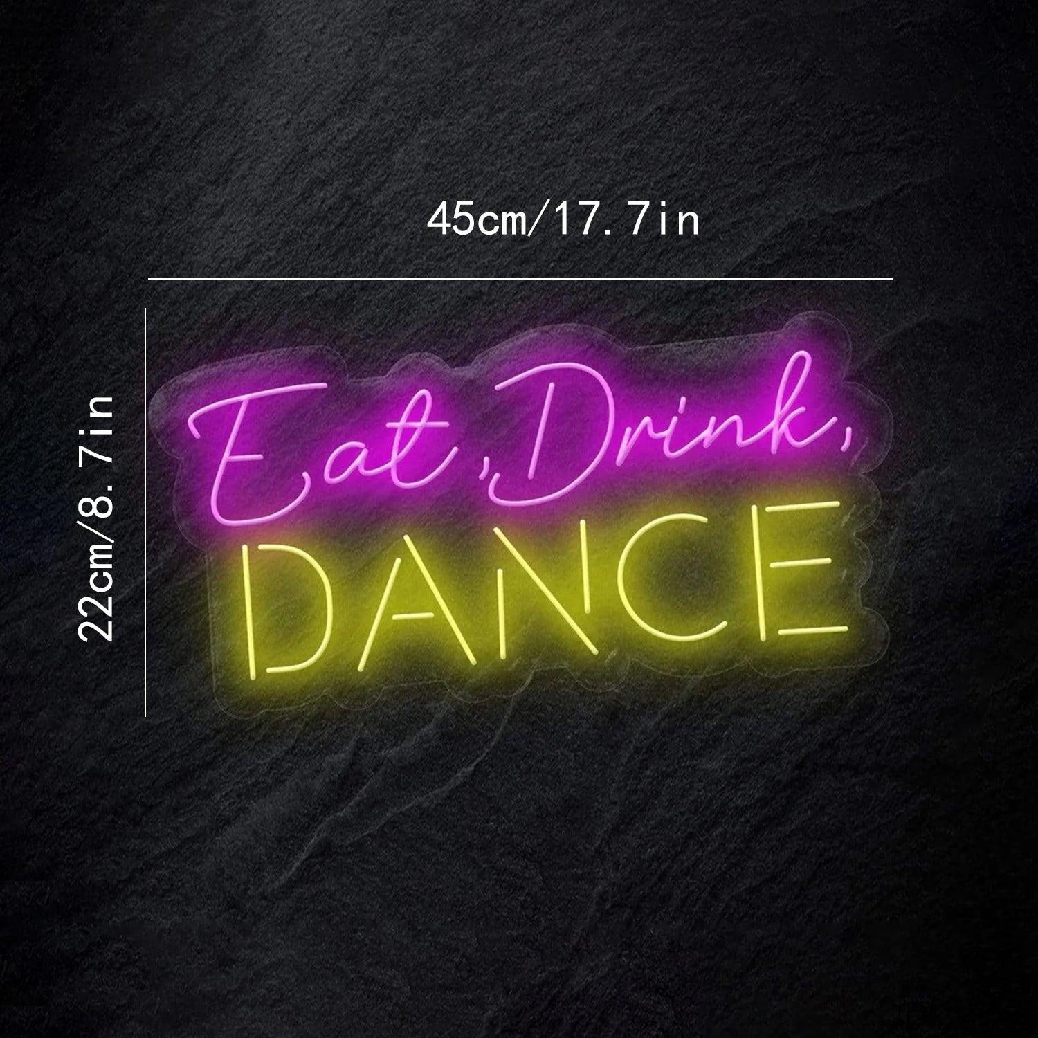Eat Drink Dance Pink Yellow Led Neon Sign For Outdoor Party Commercial Decor | Shineneon