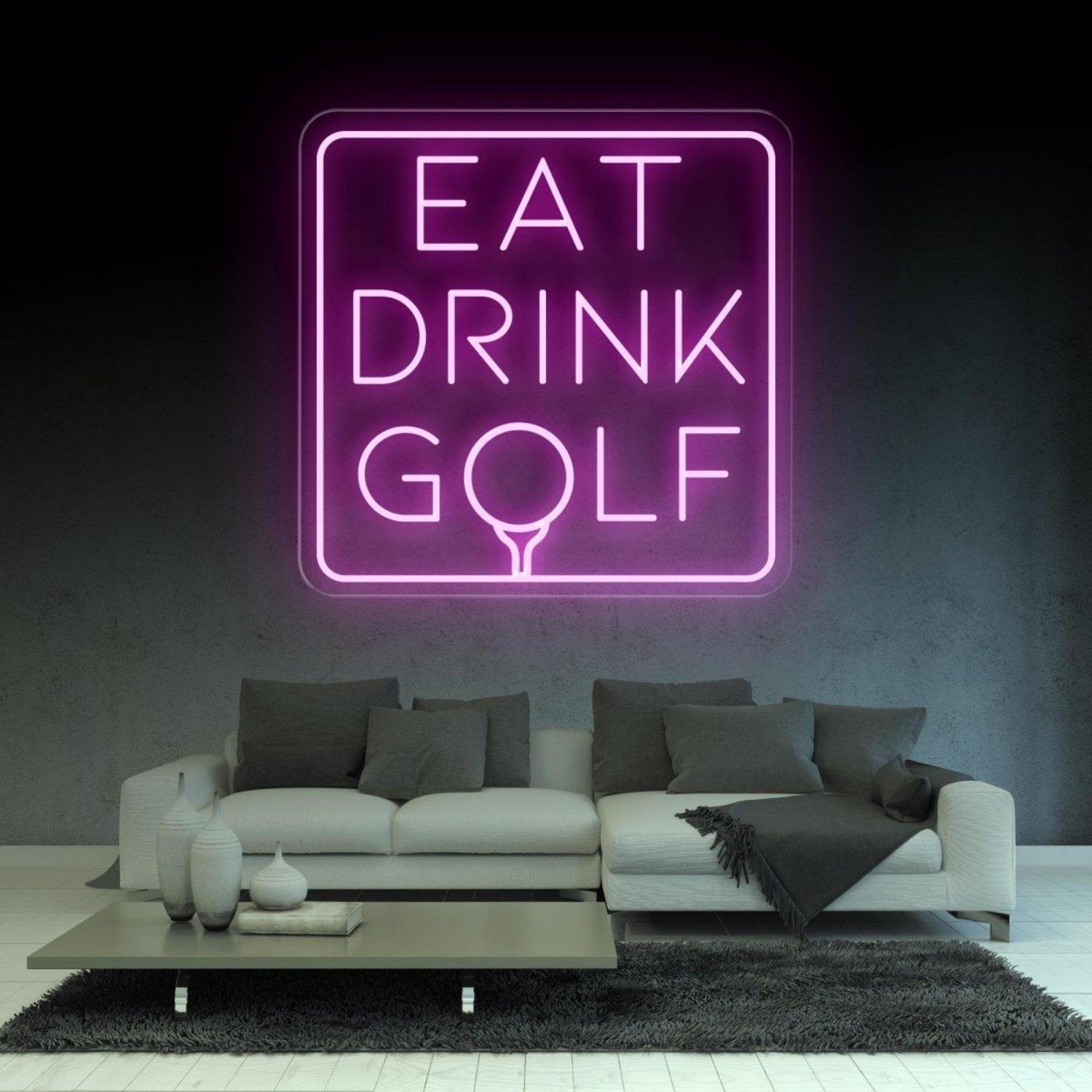 Eat Drink Golf Led Neon Sign Vibrant Purple For Man Cave Bar Golf Club Decor | Shineneon