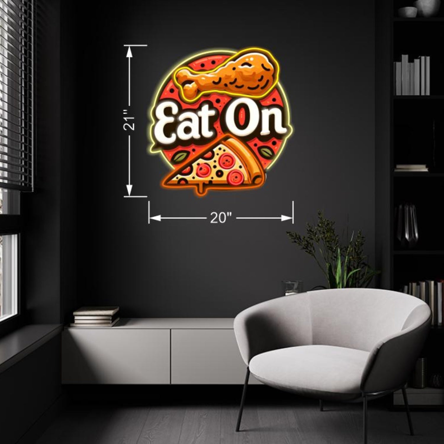 Eat On Red And Orange Cartoon-Style Food Led Neon Sign For Restaurants Kitchens | Shineneon