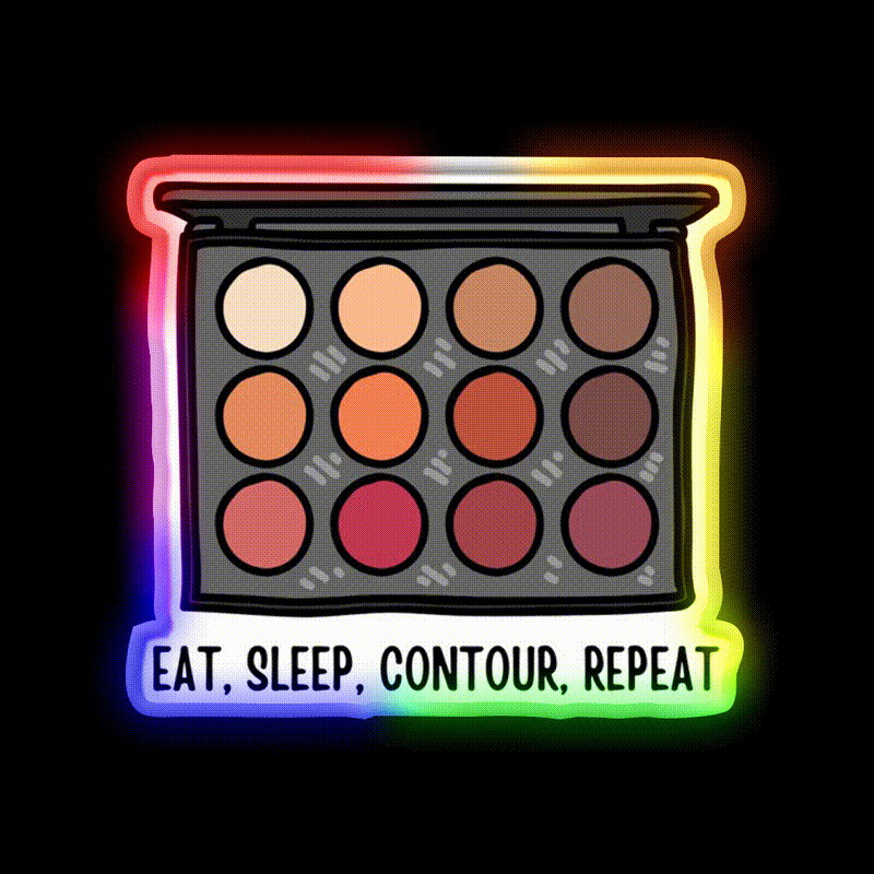 Eat Sleep Contour Repeat Nail Salon Led Neon Sign Rgb Color - LED neon sign close-up detail