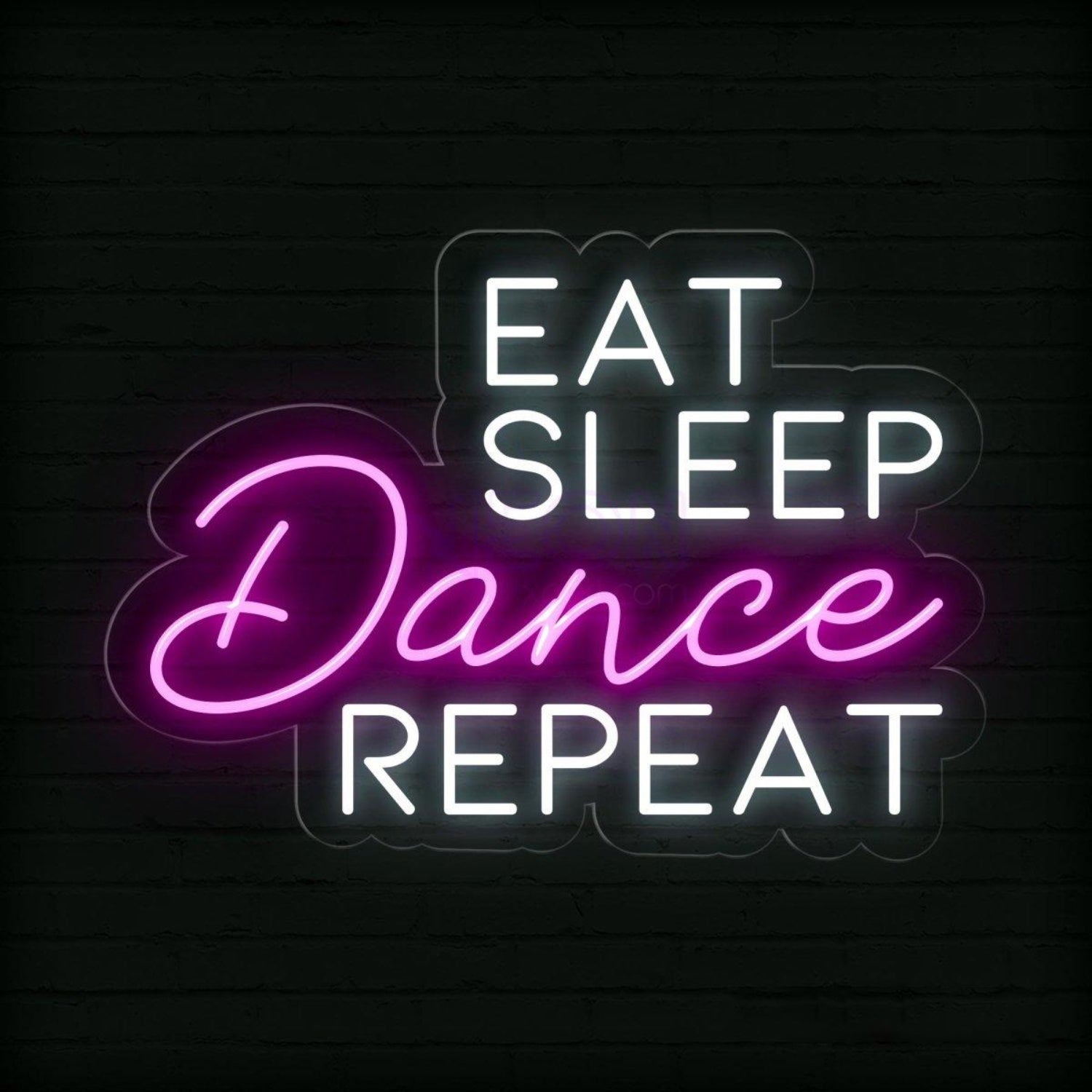 Eat Sleep Dance Repeat Pink White Led Neon Sign Modern Indoor Wall Decor | Shineneon