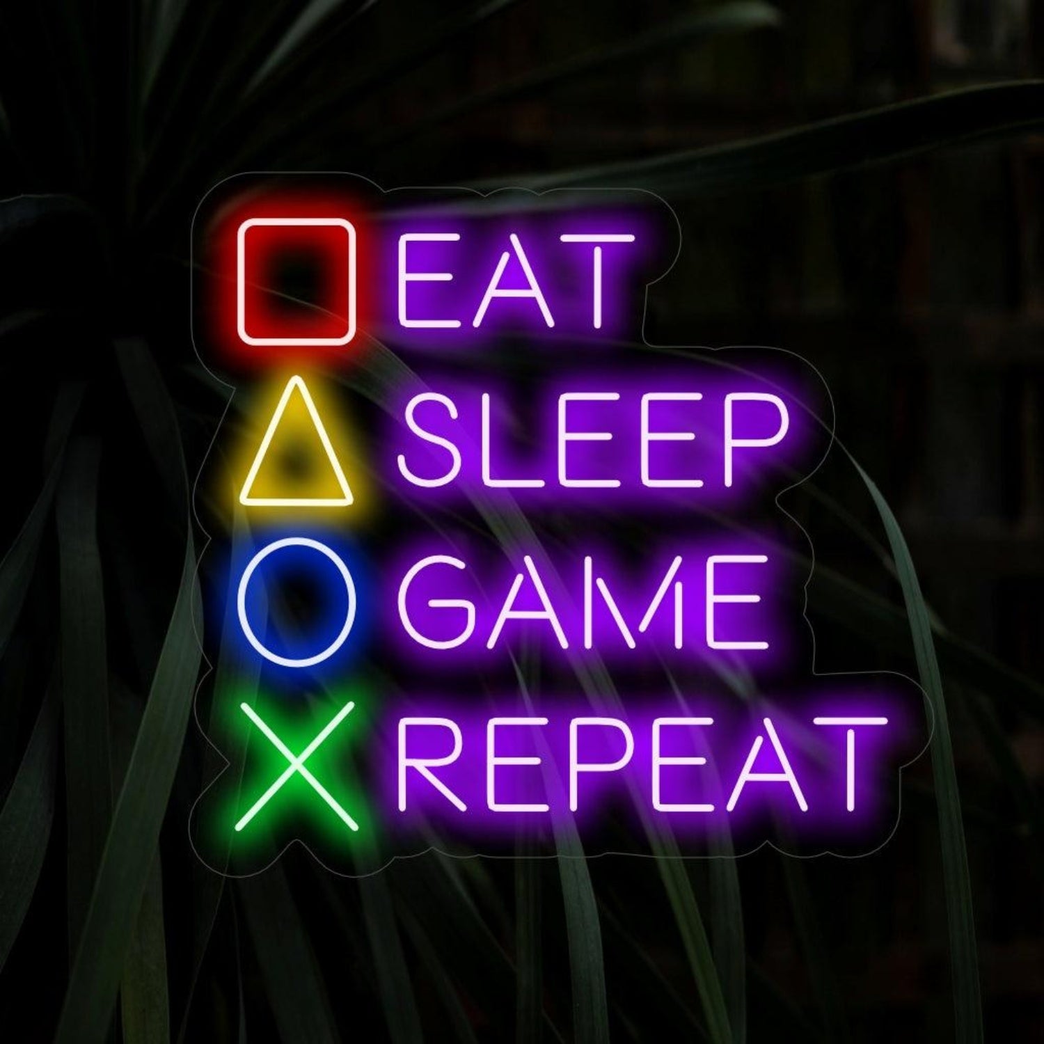 Eat Sleep Game Repeat Multicolor Led Neon Sign For Gaming Room Decor | Shineneon