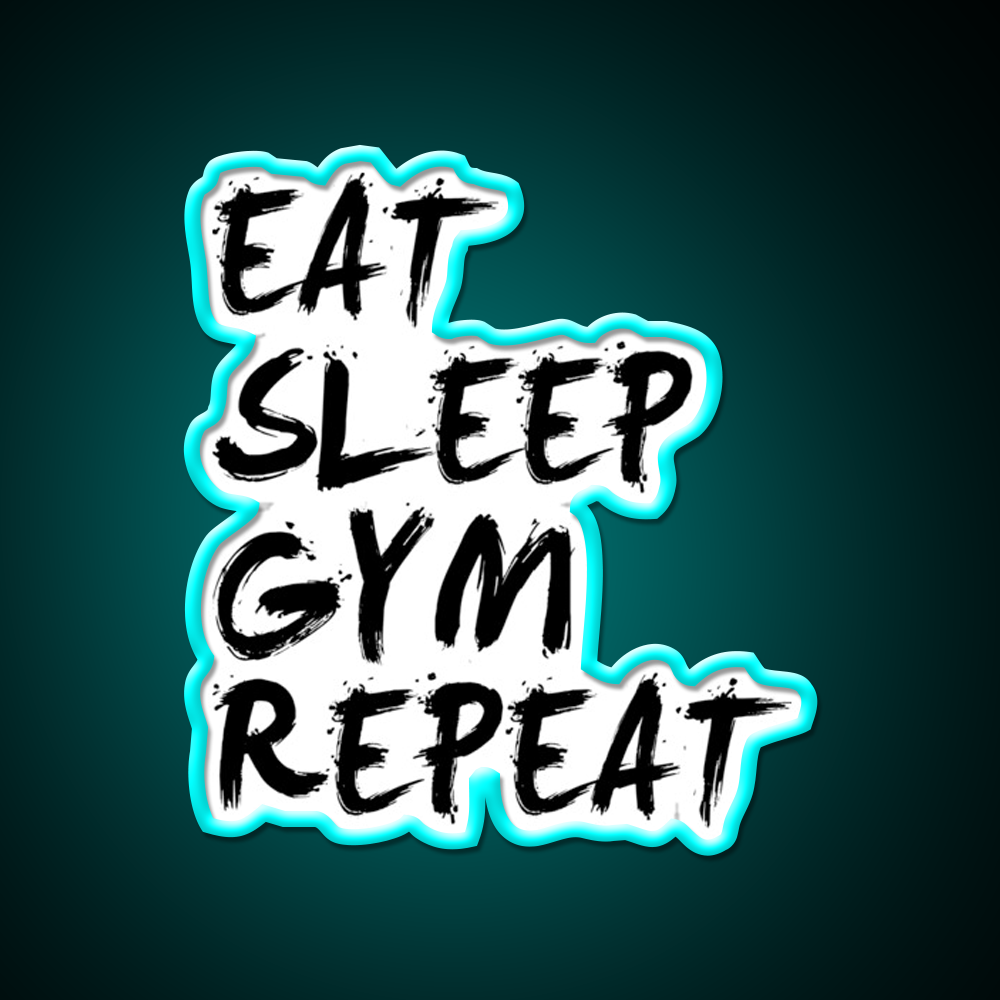 Eat Sleep Gym Repeat Gym Fitness Led Neon Sign Rgb Color - Size and dimension reference