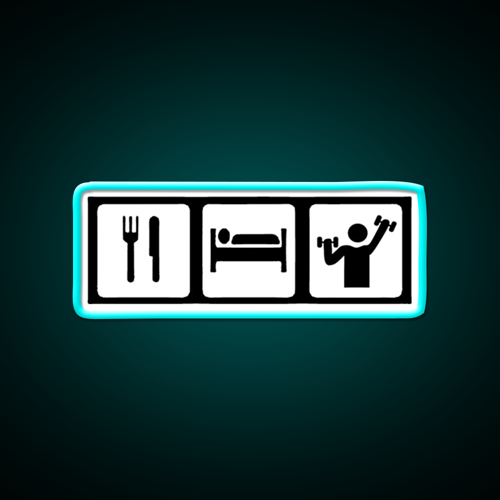 Eat Sleep Lift Gym Fitness Led Neon Sign Rgb Color - Size and dimension reference
