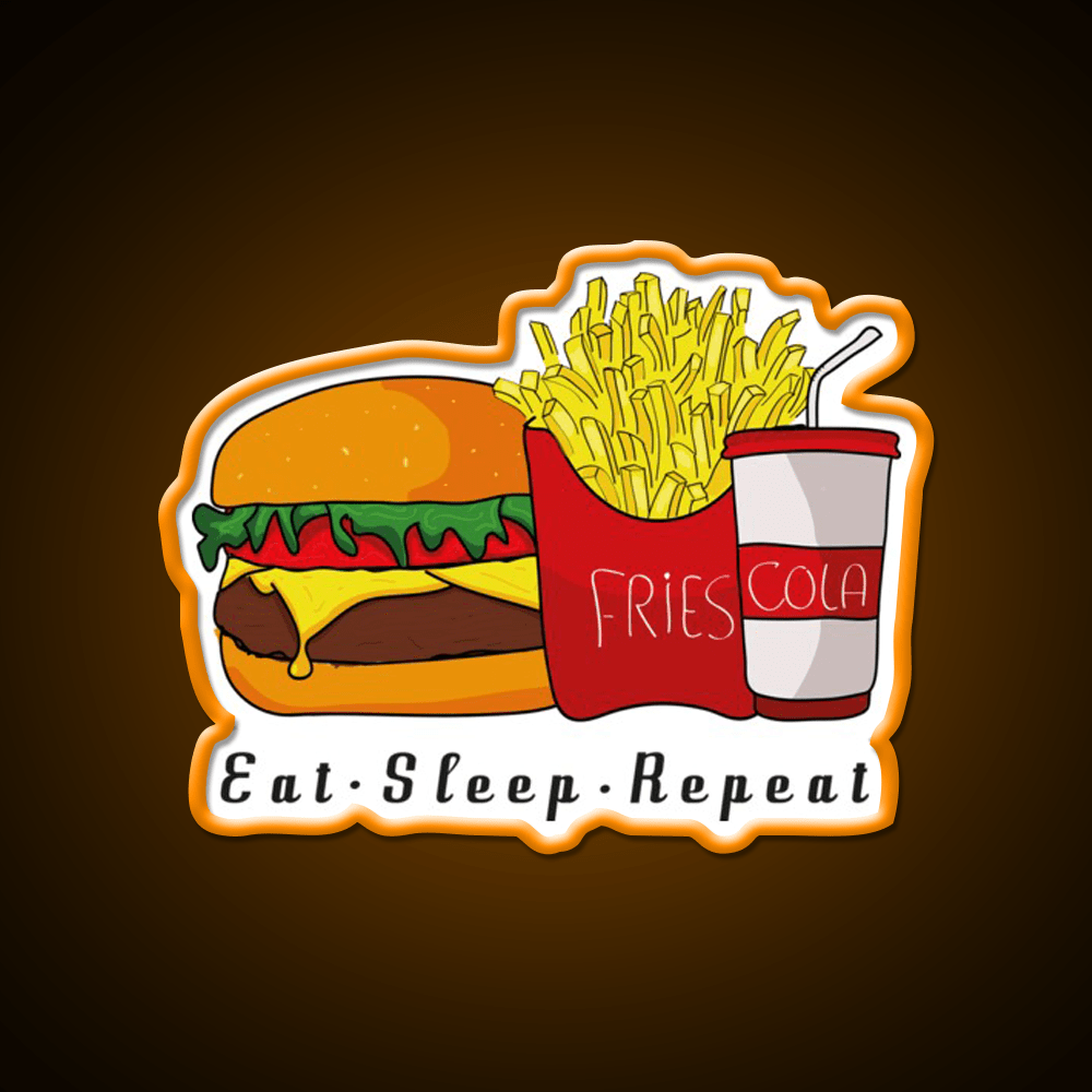 Eat Sleep Repeat Fast Food Led Neon Sign For Burger Place Rgb Color - Shineneon
