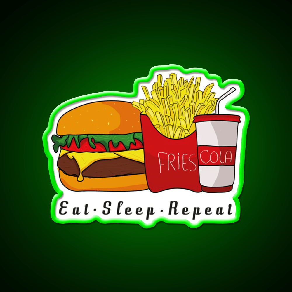 Eat Sleep Repeat Fast Food Led Neon Sign For Burger Place Rgb Color - Shineneon