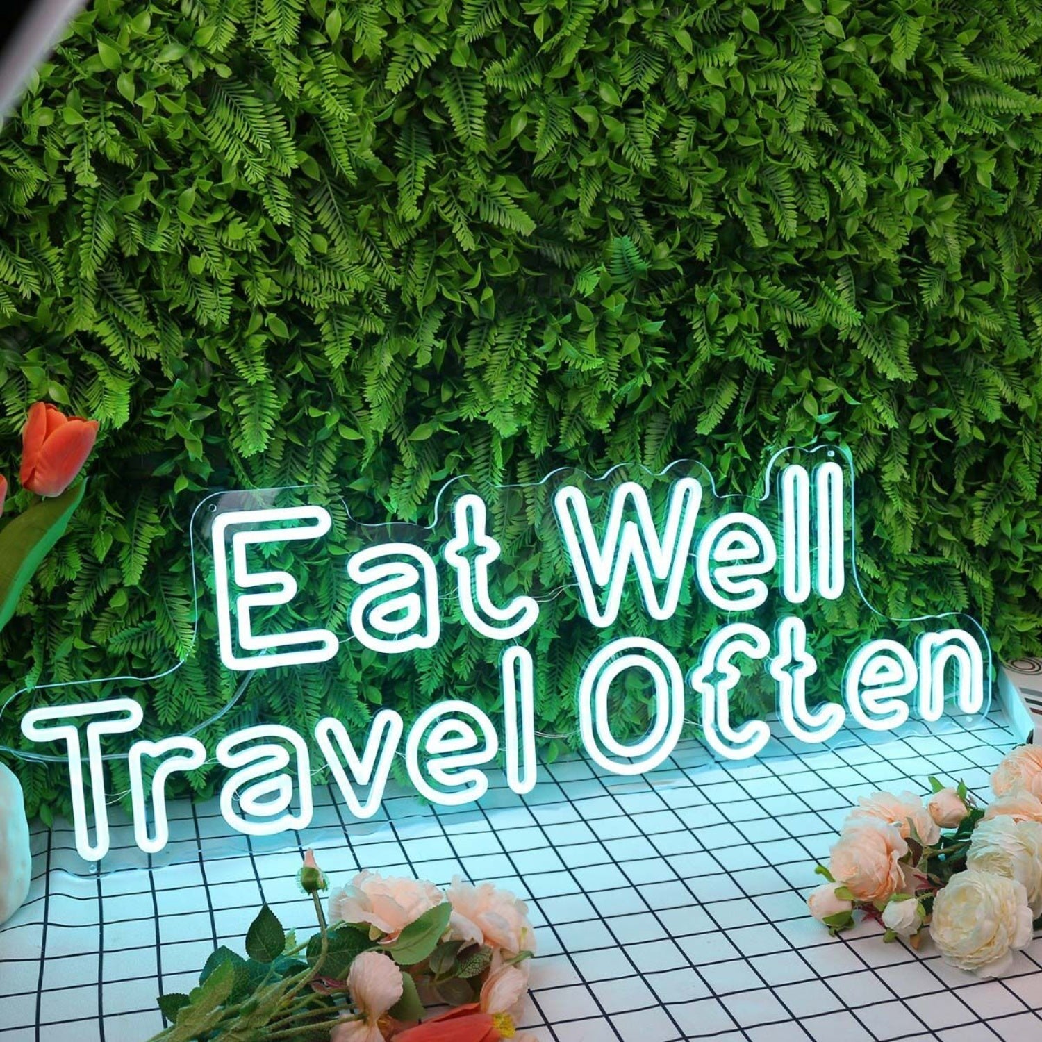 Eat Well Travel Often Blue Led Neon Sign - Shineneon