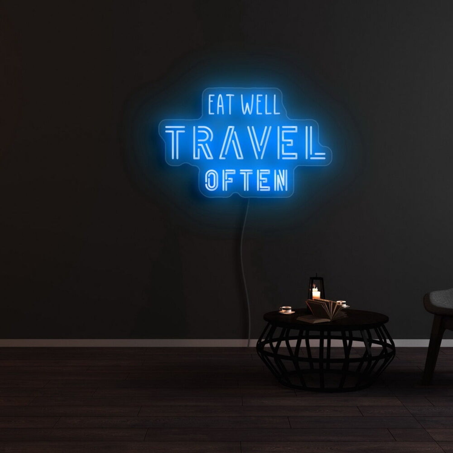 Eat Well Travel Often Led Neon Sign For Travel Enthusiasts And Food Lovers | Shineneon