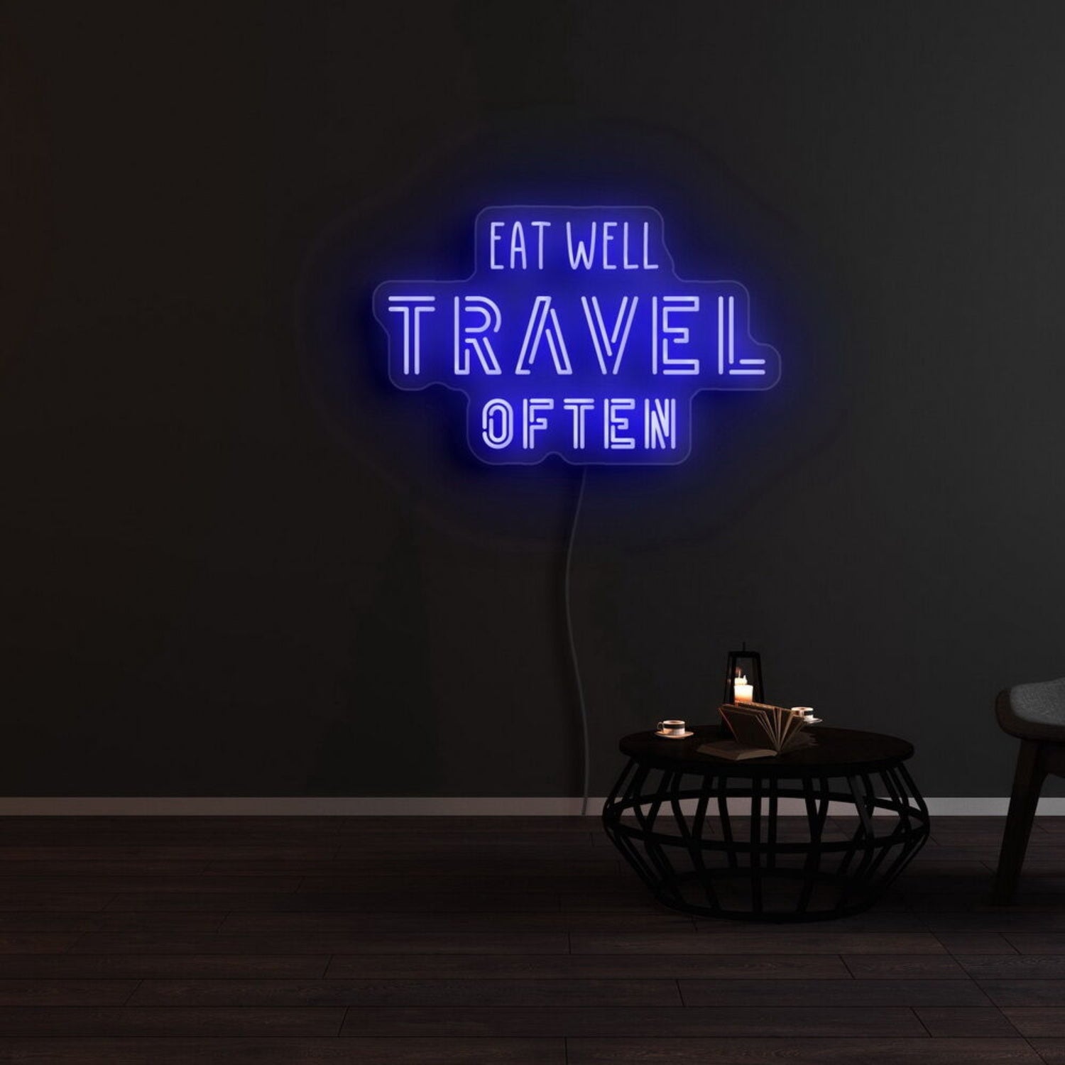 Eat Well Travel Often Led Neon Sign For Travel Enthusiasts And Food Lovers | Shineneon