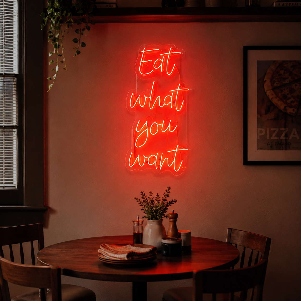 Eat What You Want Wall Decor LED Neon Sign - 03 Real Lifestyle Scene