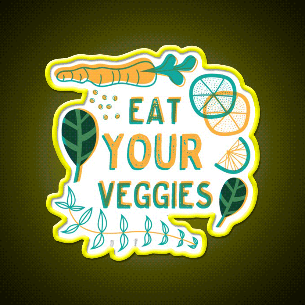 Eat Your Veggies Snack Food Led Neon Sign Rgb Color - Custom LED neon sign front view