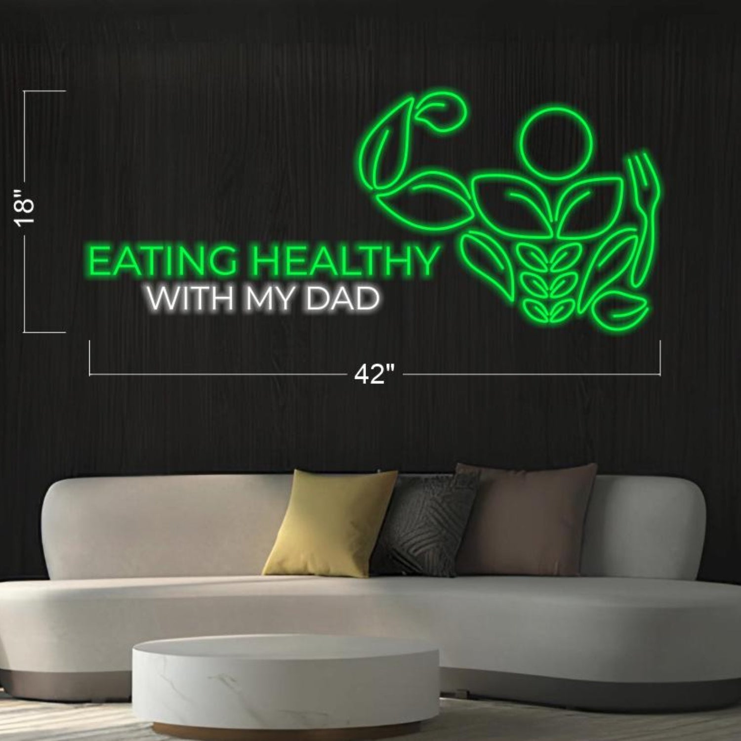 Eating Healthy With My Dad Green White Led Neon Sign For Living Room | Shineneon