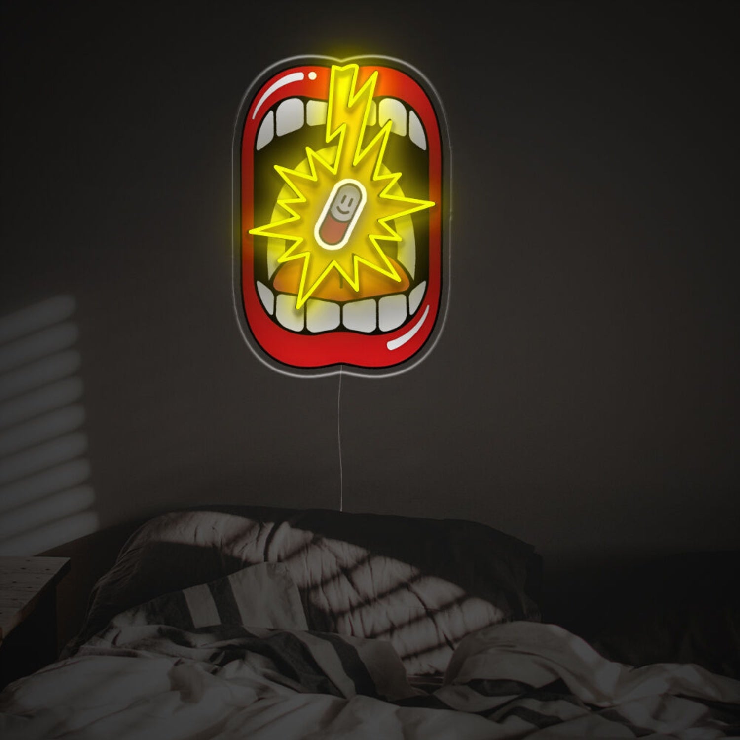 Eating Pill With Yellow Flash Led Neon Acrylic Artwork Bars Decor | Shineneon