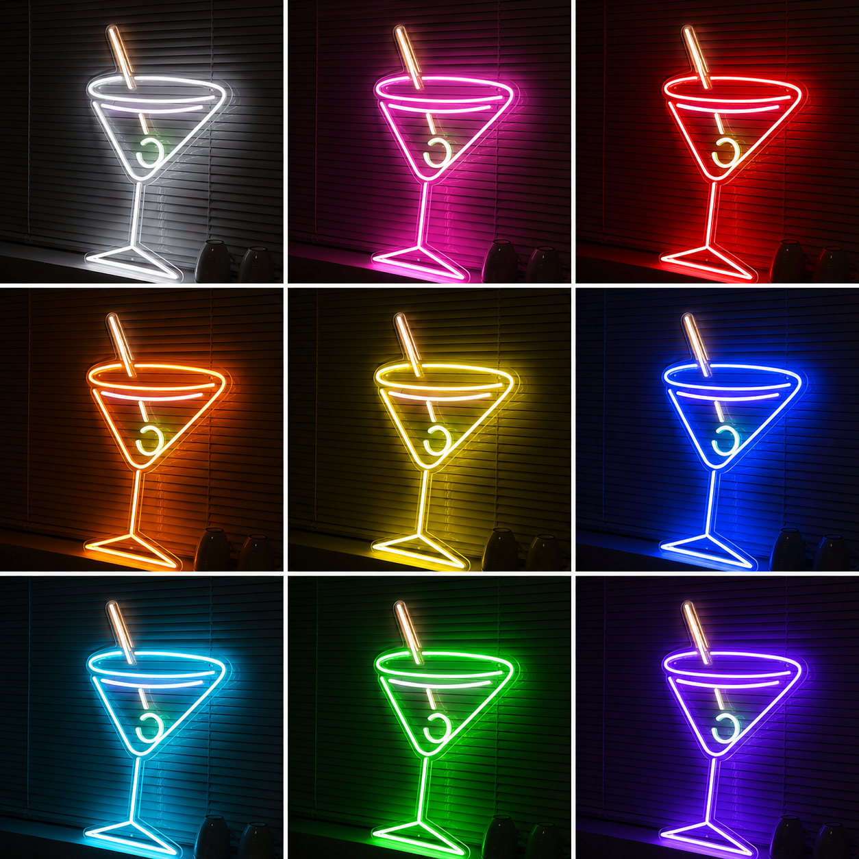 Echo LED Neon Martini Glass Neon Sign LED Neon Sign color grid