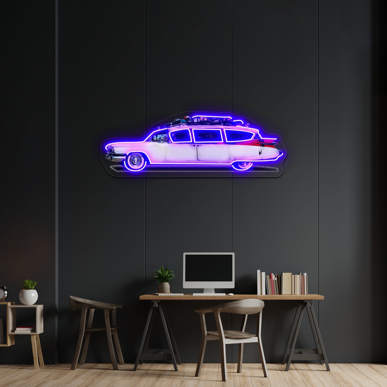 Ectomobile Artwork Custom Neon Led Sign - Neon sign mounted on wall in room