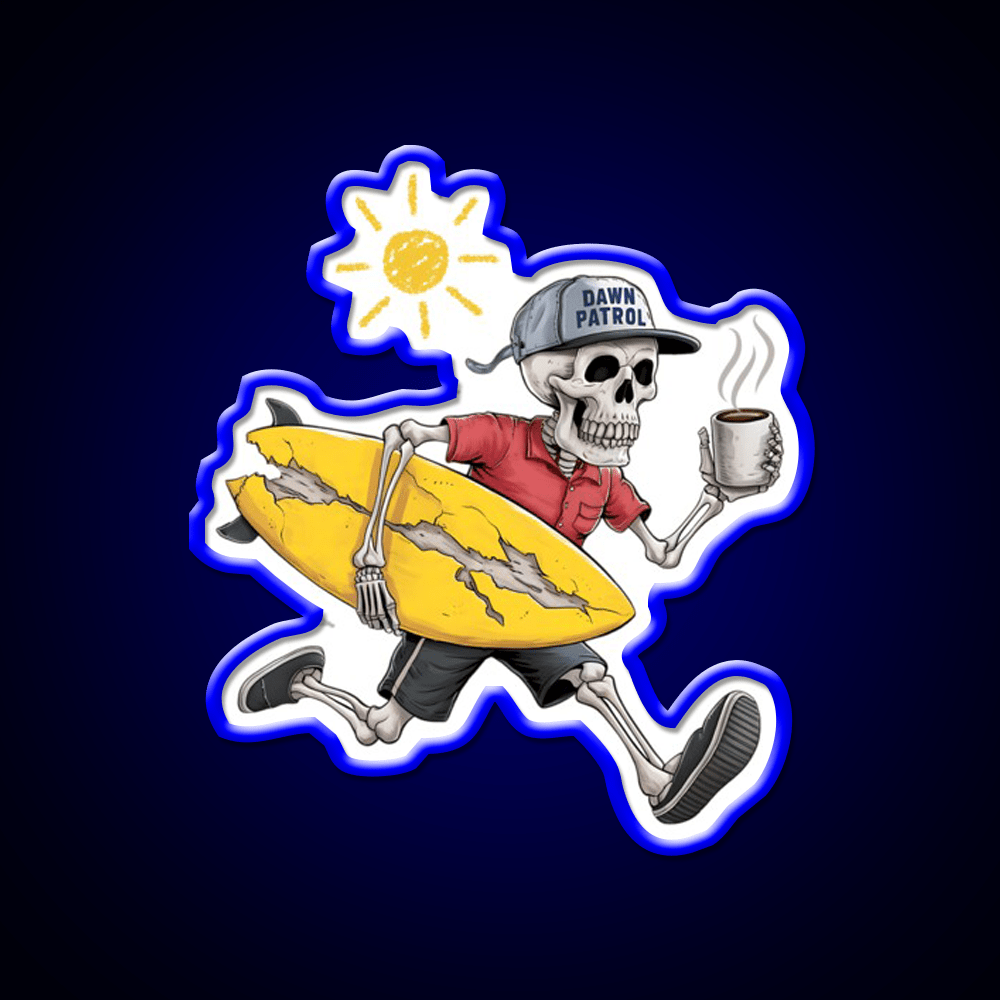 Edgy Skeleton Surf Beach Stuff Vibes Cafe Led Neon Sign Espresso Bar Art Rgb Color - Shineneon