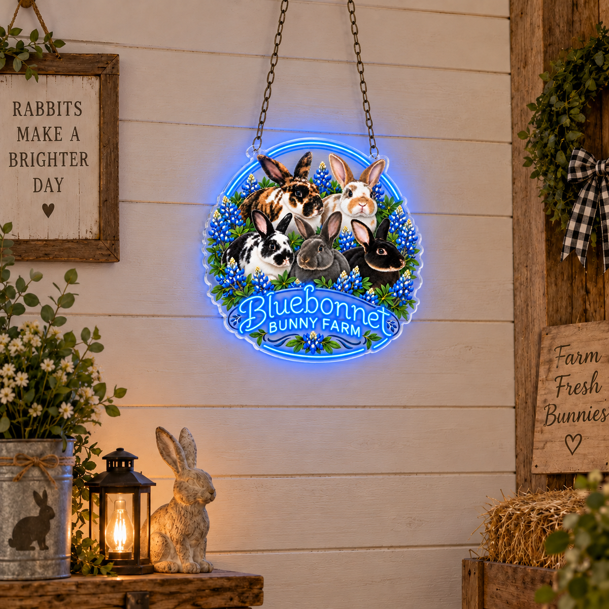Bluebonnet Bunny Farm Custom LED Neon Sign