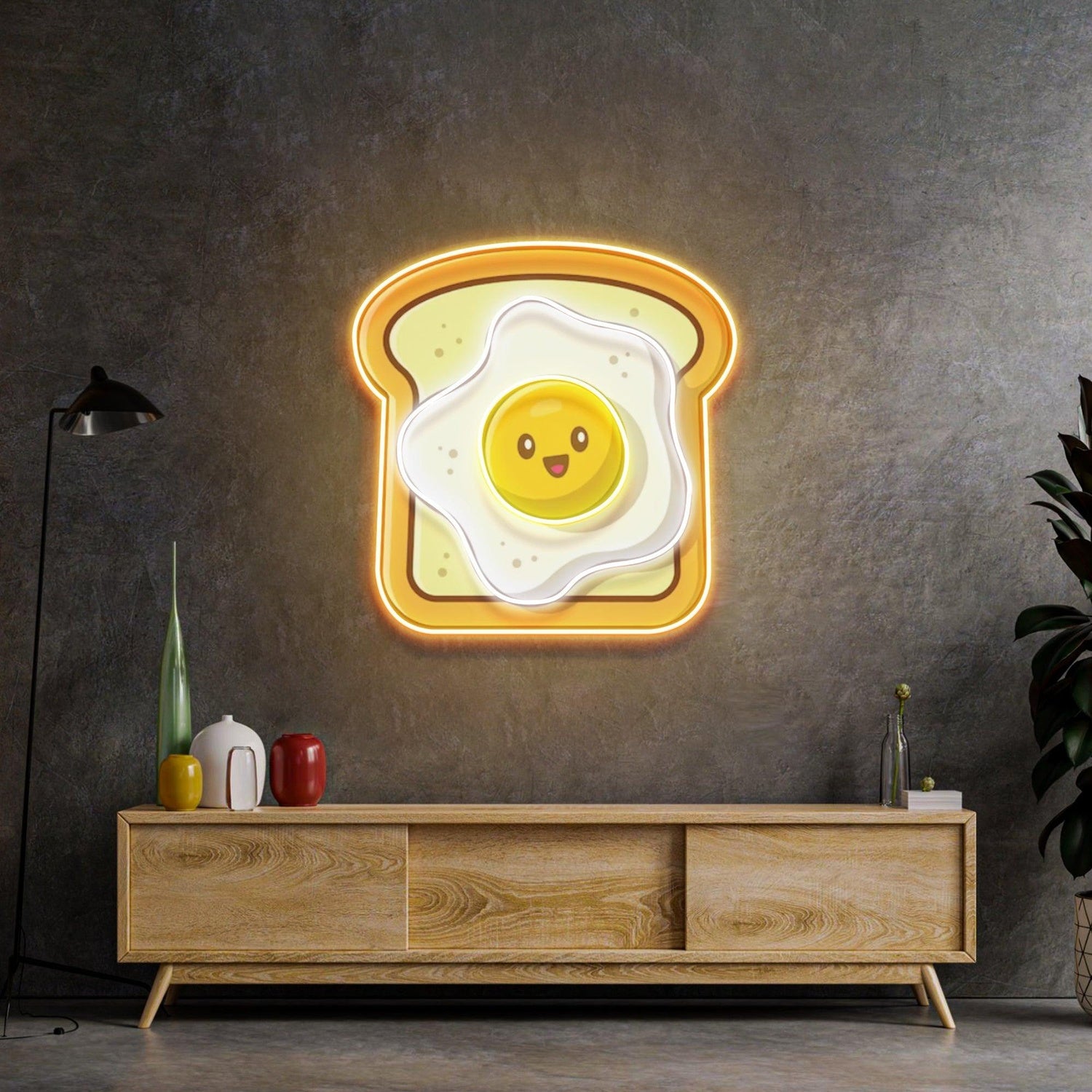 Eggs On Toast Yellow White Uv Printed Led Neon Sign Kitchen Living Room Decor | Shineneon