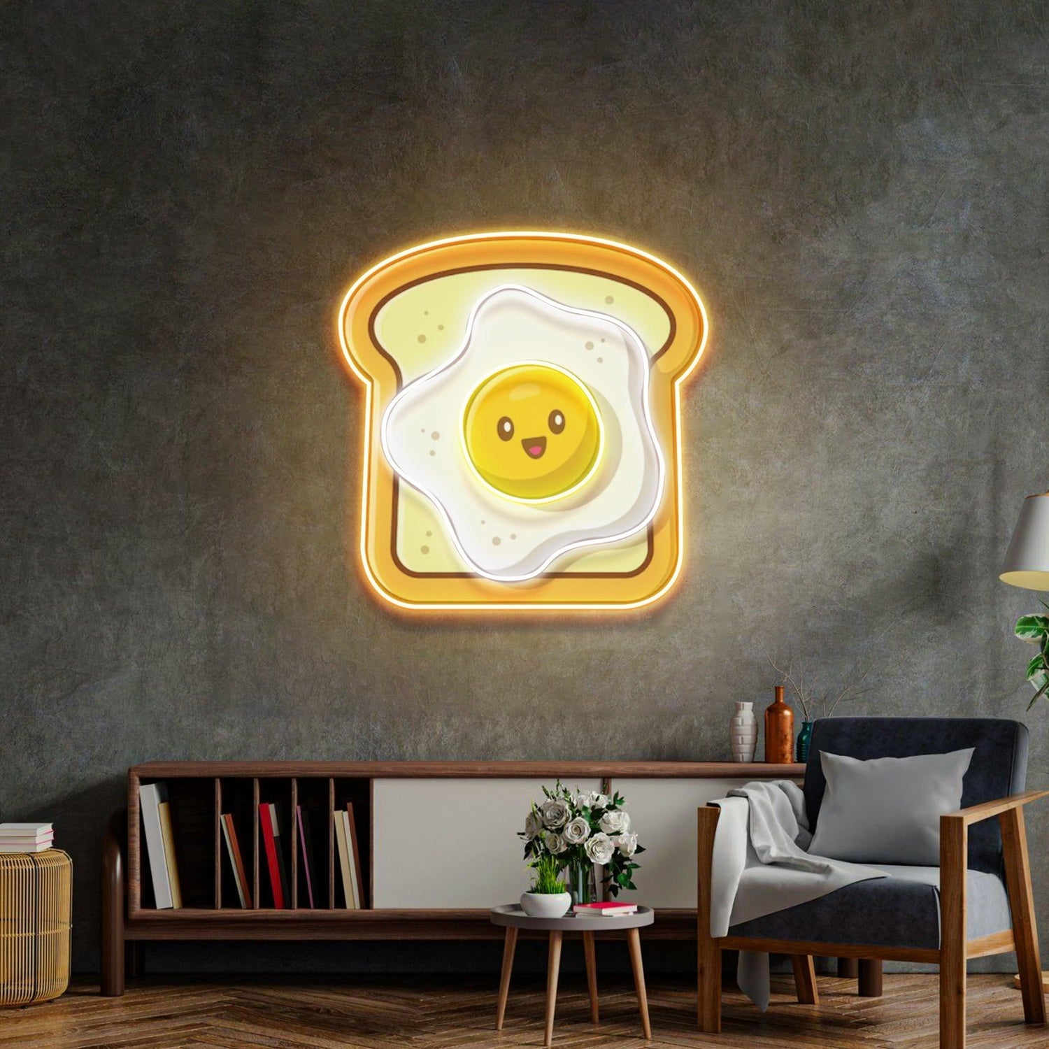 Eggs On Toast Yellow White Uv Printed Led Neon Sign Kitchen Living Room Decor | Shineneon