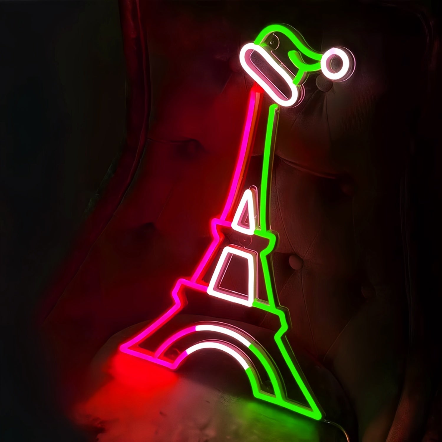 Eiffel Tower With Santa Hat Neon Sign | Shineneon