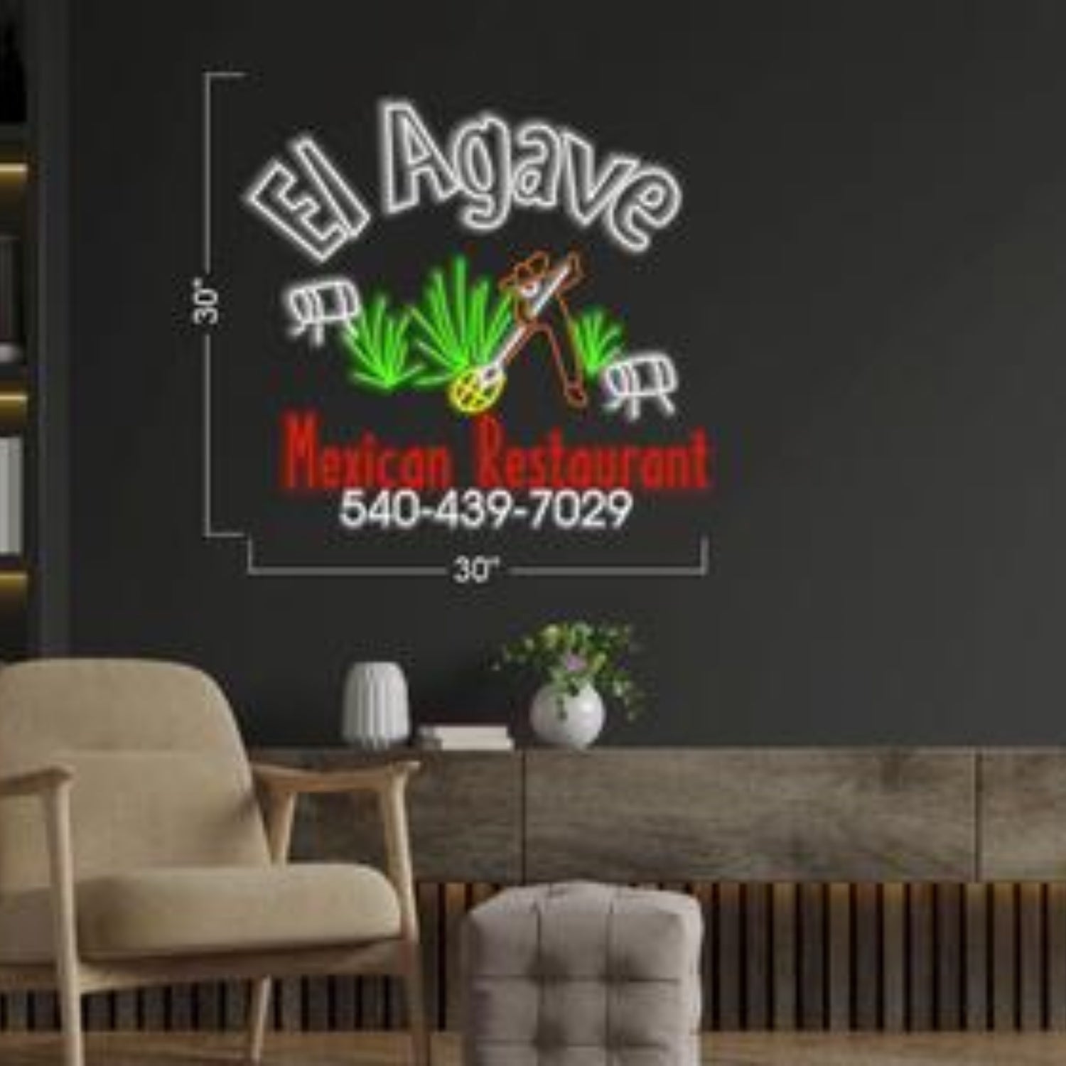 El Agave Multicolor Led Neon Sign With Cactus And Bottle For Restaurant Wall Decor | Shineneon