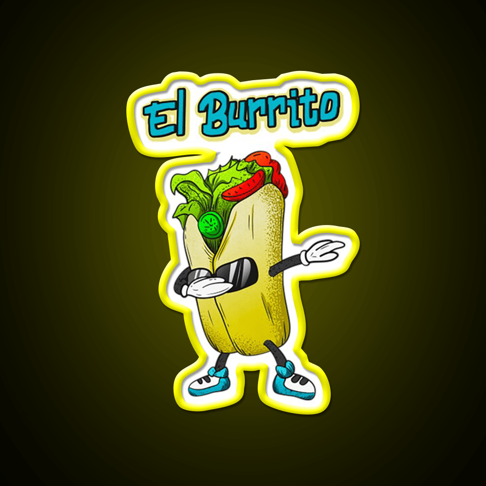 El Burrito Dabbing Funny Mexican Food Taco Led Neon Sign Rgb Color - Shineneon