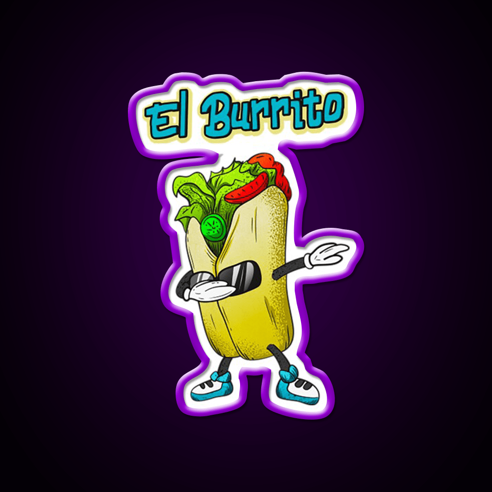El Burrito Dabbing Funny Mexican Food Taco Led Neon Sign Rgb Color - Shineneon