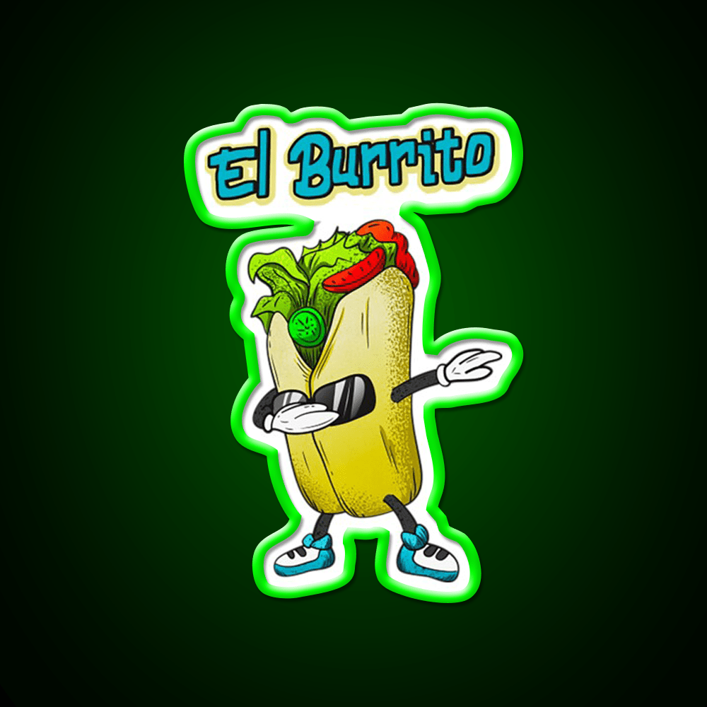 El Burrito Dabbing Funny Mexican Food Taco Led Neon Sign Rgb Color - Shineneon